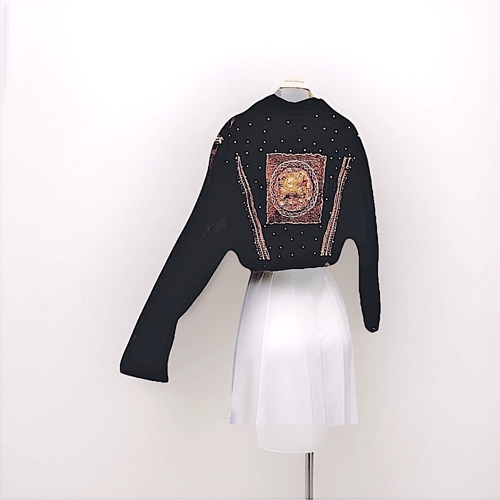 RARE Vintage Crosswalk LA  Gold Studded Black Denim Jacket Medium Embroidered